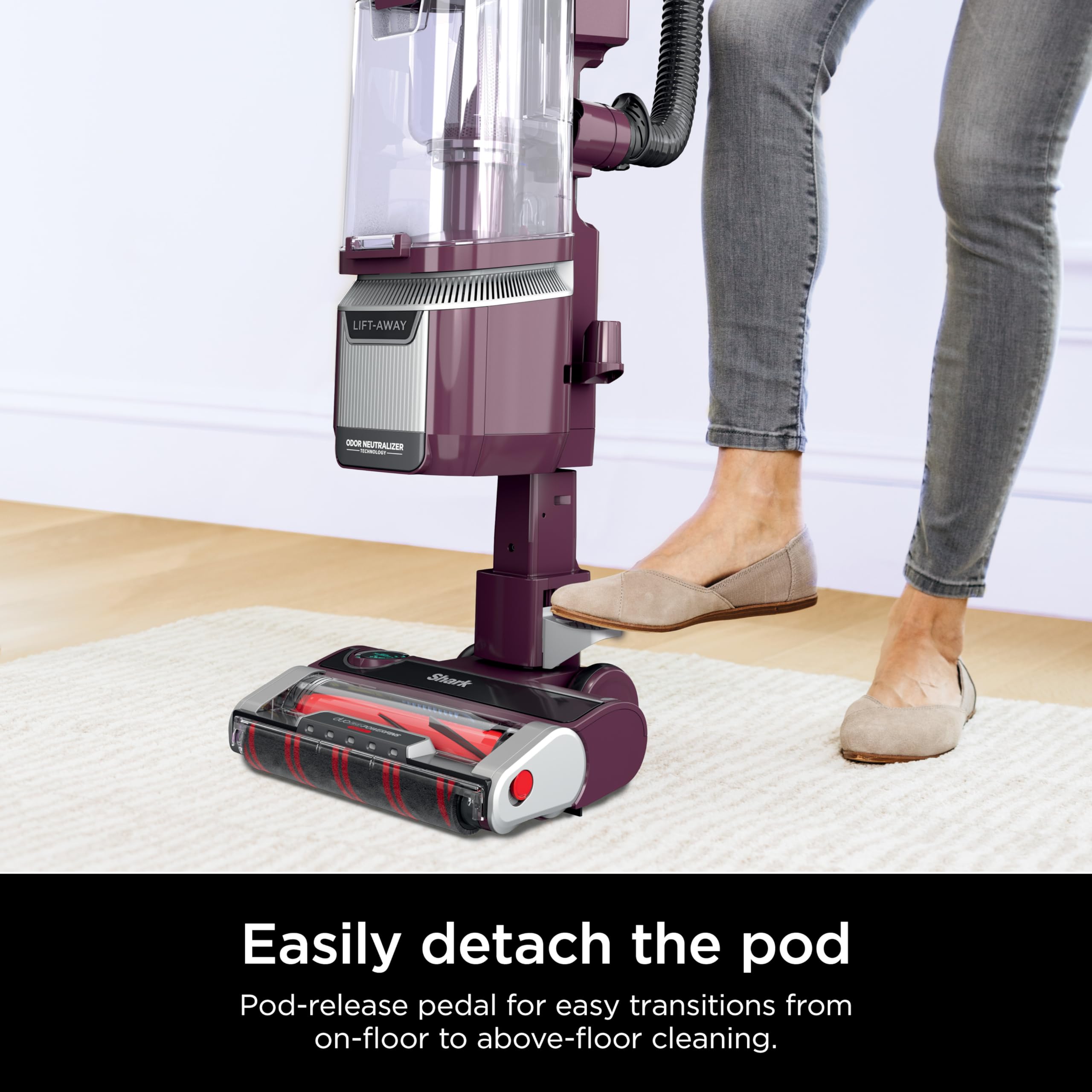 Shark LA702 Rotator Pet Lift-Away ADV Upright Vacuum Cleaner with DuoClean PowerFins, HairPro & Odor Neutralizer - 0.8 Qt Dust Cup, Wine Purple (Renewed) - Perfect for Pet Hair Removal & Deep Cleaning Carpets, Hard Floors & Stairs