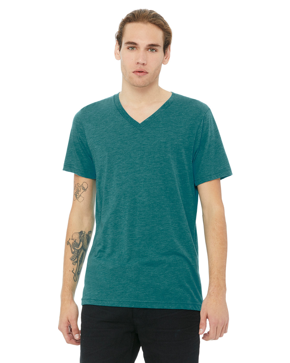 Bella + Canvas 3415C Unisex Triblend V-Neck T-Shirt - Soft Comfortable Tee for Men & Women - Perfect for Casual Wear, Gym & Everyday Outfits