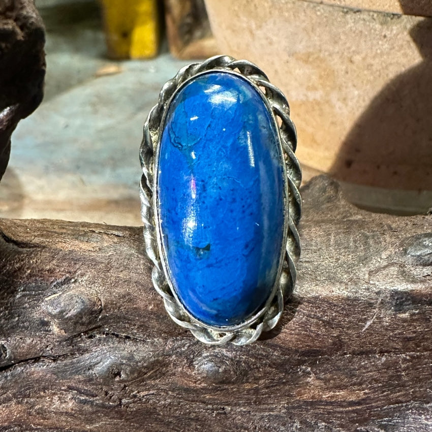 Sterling Silver Blue Lapis Lazuli Long Ring Size 5 - Southwestern Style Bohemian Jewelry for Women | Perfect for Casual Wear, Festivals, and Gift Giving