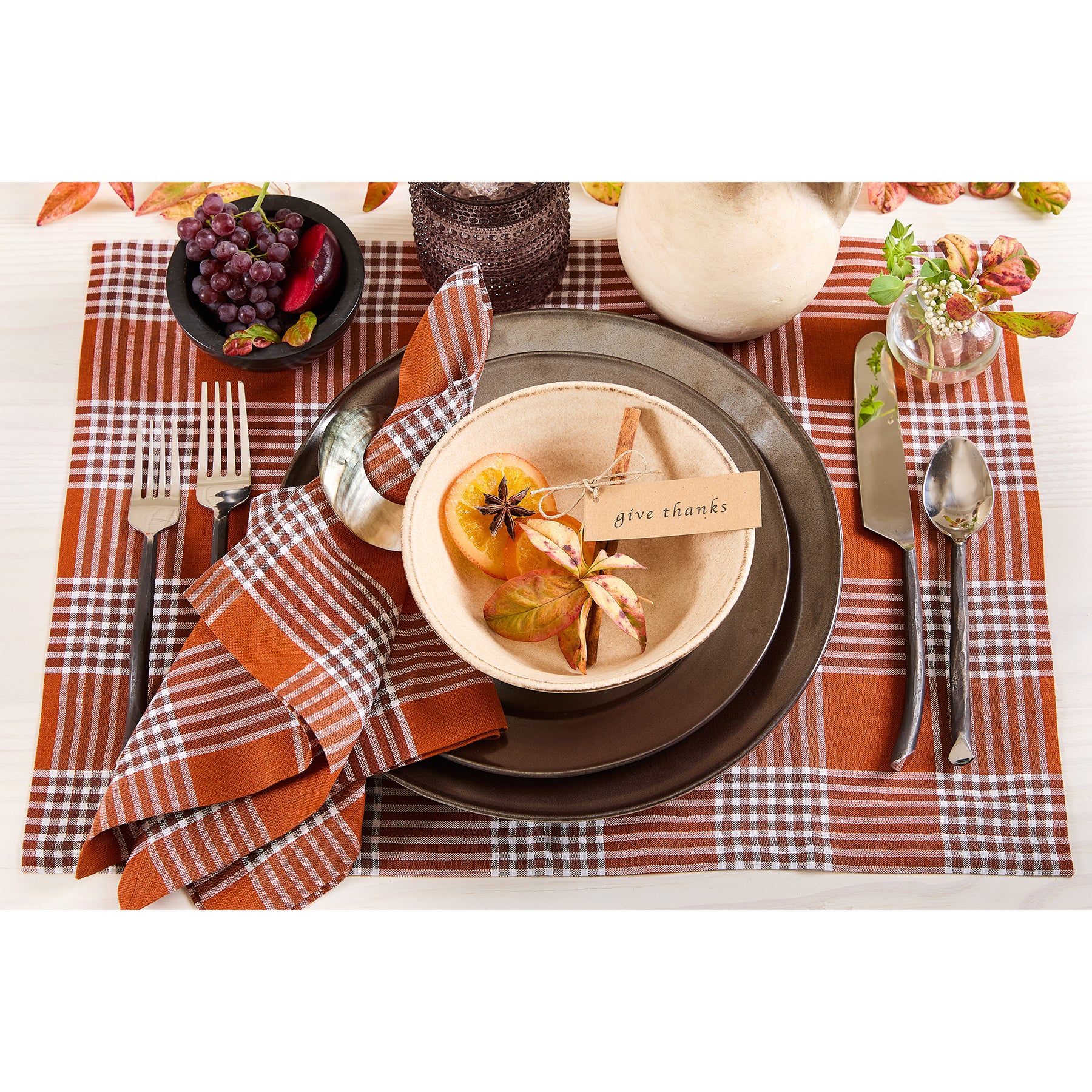Glen Check Napkins Set of 4 - Premium Cotton Linen Table Napkins for Fine Dining, Dinner Parties & Everyday Use