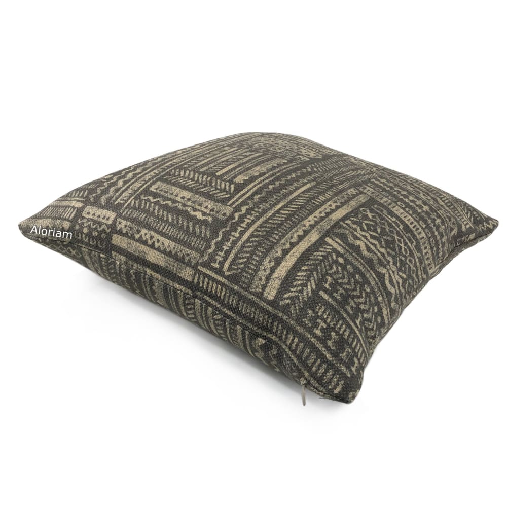 Banba African Ethnic Onyx Tan Mudcloth Print Pillow Cover - Boho Home Decor, Throw Pillow Covers for Sofa, Bed, Couch - 18x18 Inches
