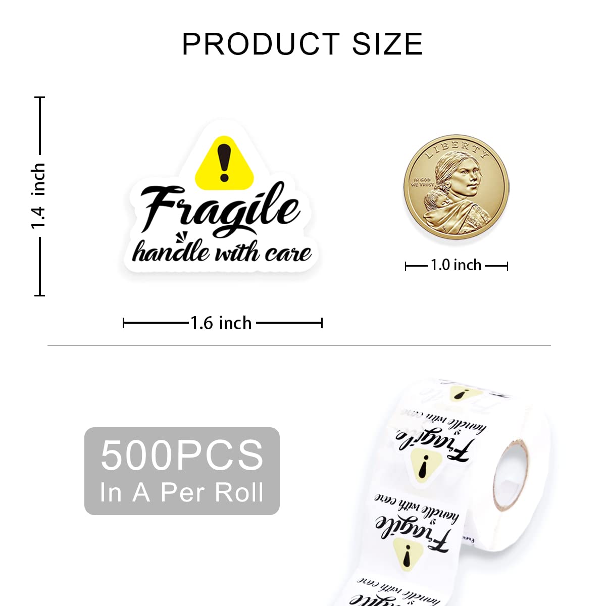 500 PCS Fragile Stickers for Shipping - Funny Handle with Care Labels for Packing Boxes, Mail Envelopes & Small Business Use - Perfect for Delicate Items & Safe Delivery