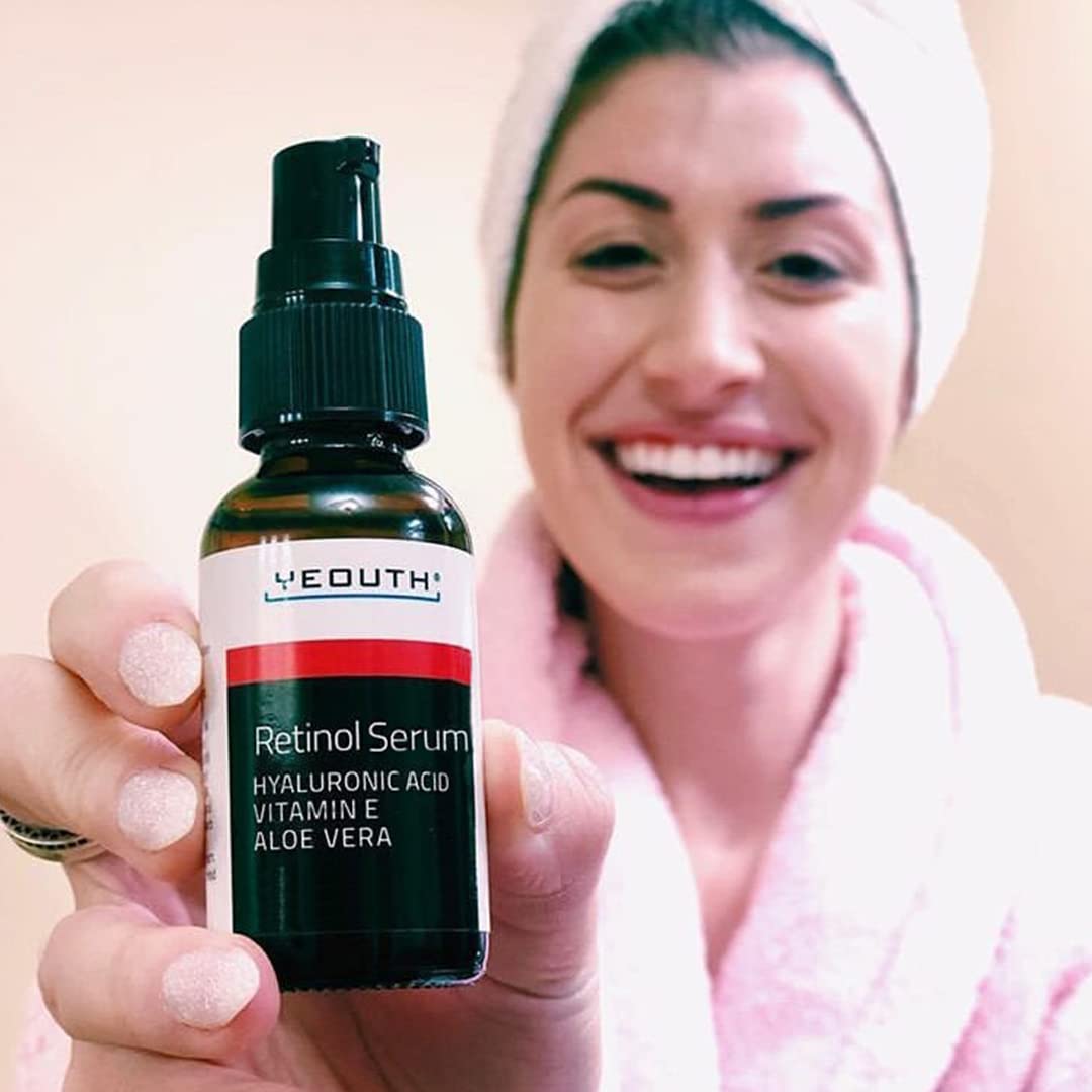 YEOUTH Retinol Serum with Hyaluronic Acid - Anti-Aging Face Serum for Wrinkles, Dark Spots & Acne - Hydrating Skin Care for Men & Women - Perfect for Night Routine & Daily Moisturizing