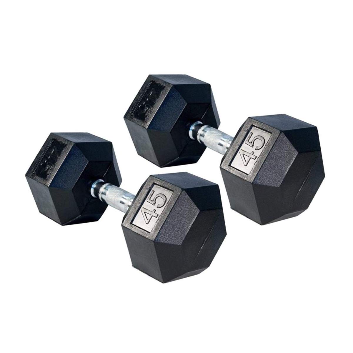Gronk Fitness Rubber Hex Dumbbell Set (5-70 lbs) - Rubber Coated Cast Iron Weights with Chrome Handles for Home Gym, Strength Training & CrossFit Workouts - Perfect for Men & Women