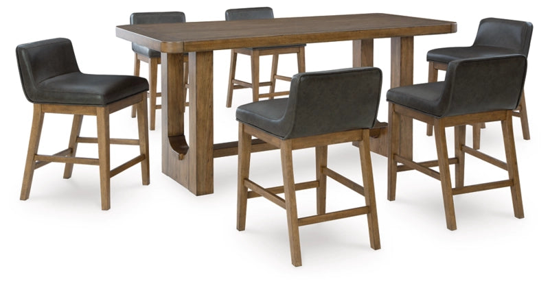 Cabalynn 36-Inch Counter Height Dining Table Set with 6 Bar Stools - Modern Kitchen Island Breakfast Nook Set for Small Spaces, Entertaining & Family Gatherings