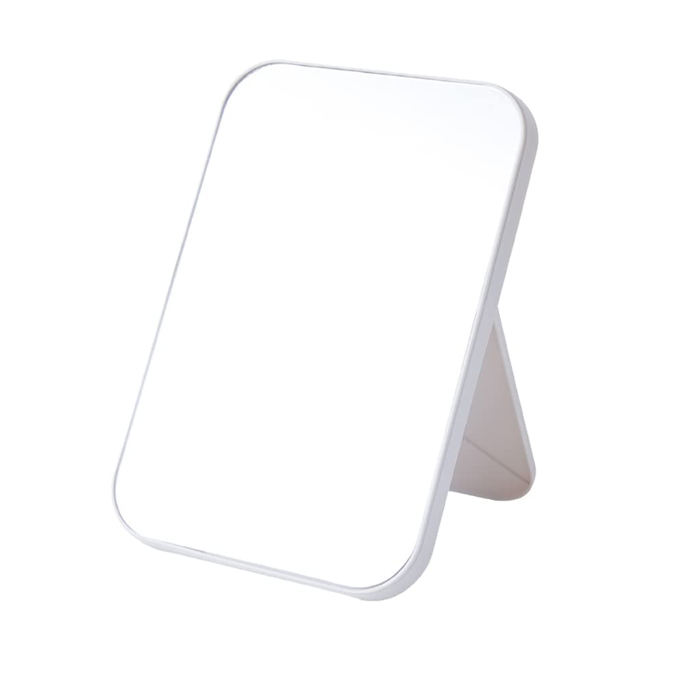 UUYYEO Folding Vanity Makeup Mirror with Stand - Portable Adjustable Square Cosmetic Mirror for Women, Beige | Perfect for Home, Travel & Dorm Room Beauty Routine