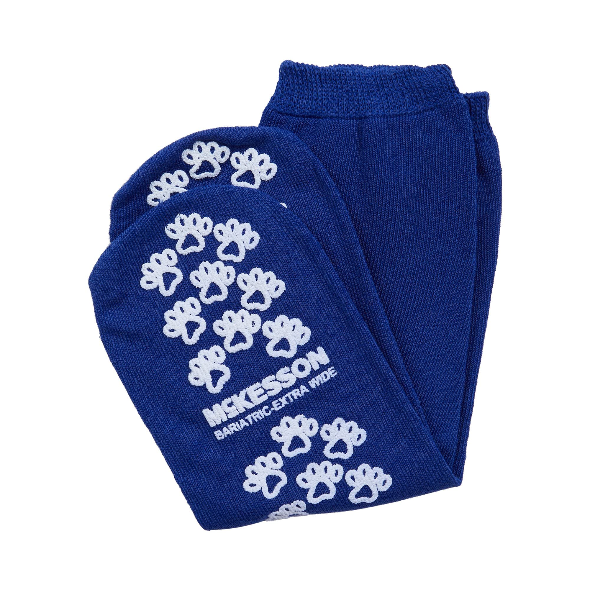 McKesson Non-Slip Terry Slipper Socks for Adults - Royal Blue, Size 12 & Up (96 Pairs) - Cozy Hospital & Home Footwear for Patients & Seniors
