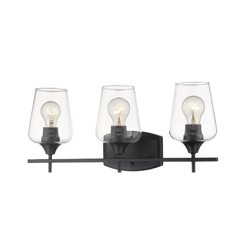 Z-Lite 3 Light Vanity Bathroom Mirror 473-3V-MB with Clear Glass - Perfect for Modern Bathroom Lighting and Makeup Vanity Areas