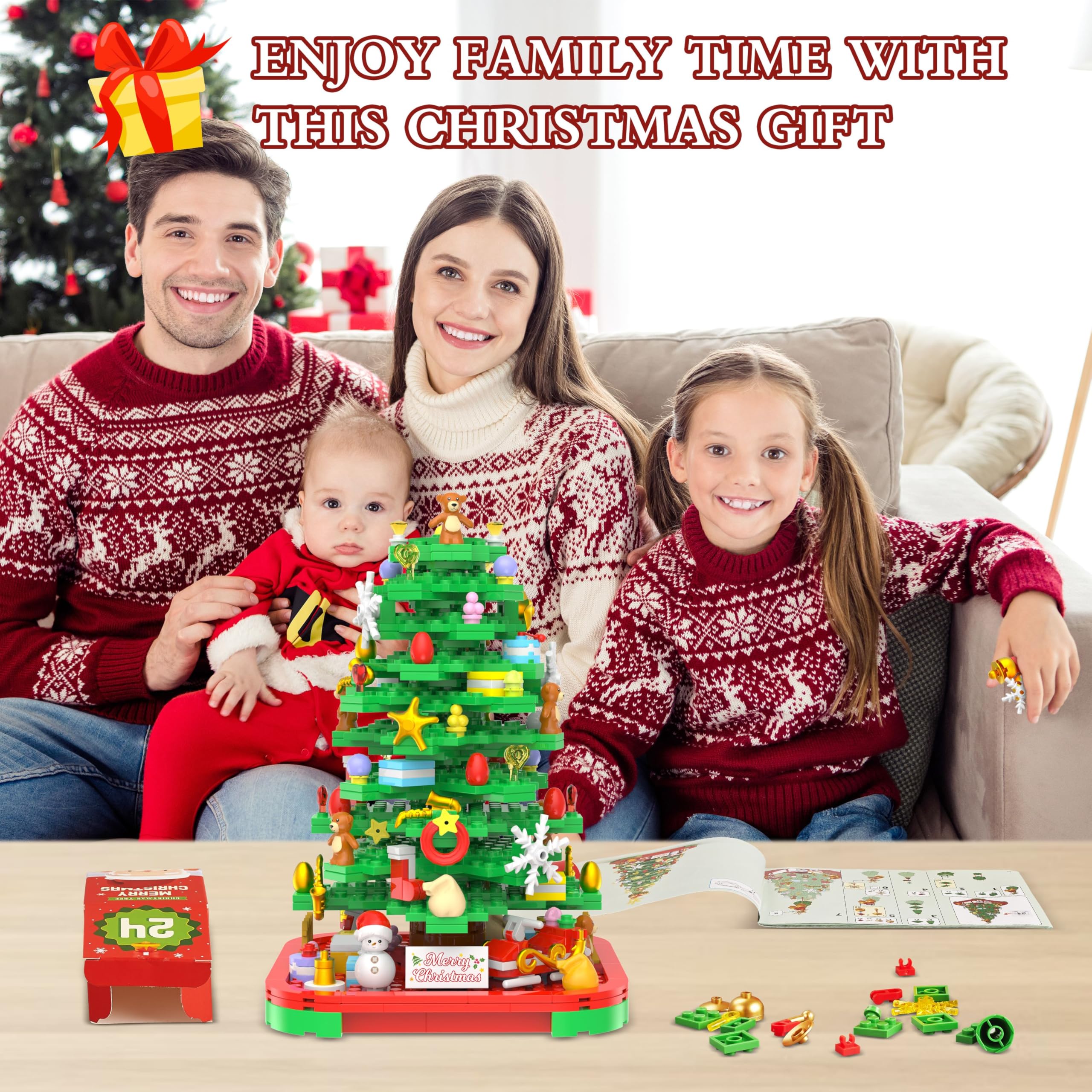 2025 Advent Calendar Building Blocks Kit - 24 Days Christmas Countdown with Light-Up Tree, Compatible with Lego | Holiday Countdown Toy for Kids & Adults | Perfect for Family Christmas Traditions & DIY Decorations