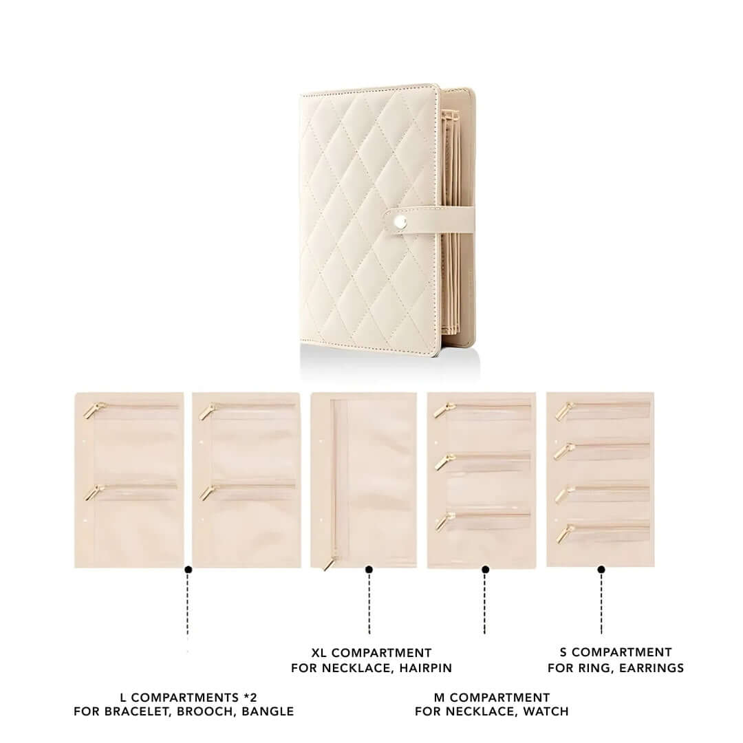 Premium Jewelry Organizer Case - Zippered Binder Book with Storage Pouch | APJ313 | Perfect for Travel, Home & Gift Giving