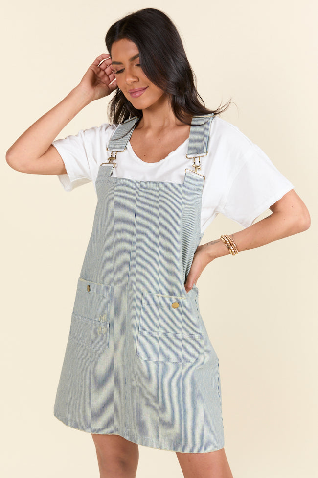 Shelley Striped Overalls Dress - Holley Gabrielle X Pink Lily Collaboration | Women's Fashion Jumpsuit for Casual Outings & Street Style