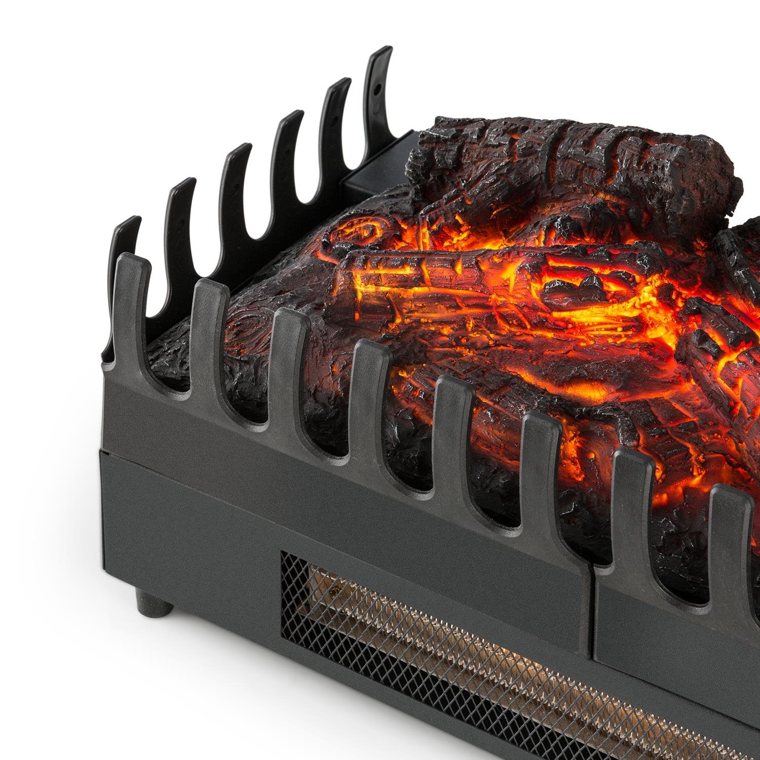 KLARSTEIN Kamini Electric Fireplace Insert with Realistic Glowing Logs - 1000W/1500W Adjustable Heater, 2W LED Flame Effect, Soot-Free & Easy to Clean - Creates Romantic Ambiance for Living Room, Bedroom, or Office (Black)