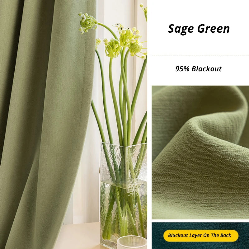 Juliet Chenille Minimalist Jacquard Blackout Custom Curtains for Living Room & Bedroom - Thermal Insulated Light Blocking Drapes for Home Decor