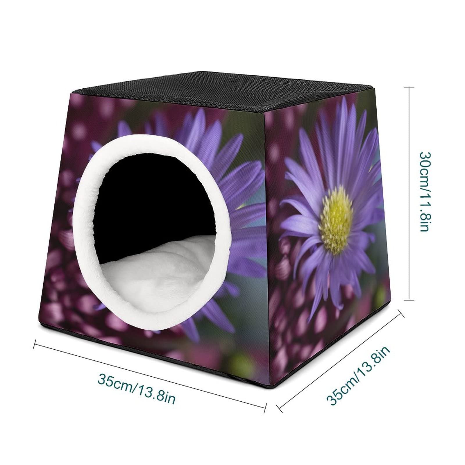 3-in-1 Multi-Functional Cat House - Washable Pet Bed & Sofa with Daisy Print, Indoor/Outdoor Kitty Shelter (Purple & Yellow) - Perfect for Living Rooms, Patios & Pet-Friendly Spaces