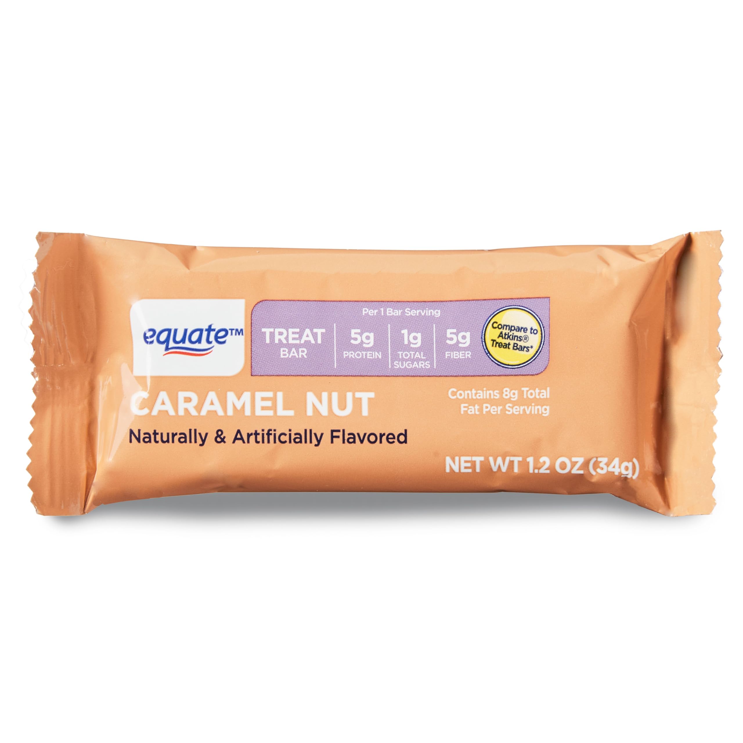 Equate Caramel Nut Treat Bar - 5 Count Pack | Healthy Snack for Energy & On-the-Go | Perfect for Office, Hiking & Gift Giving