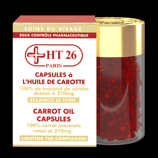 HT26 PARIS Carrot Oil Capsules - 100% Pure Carrot Oil for Radiant & Glowing Skin | Natural Skin Brightening Supplement for Face & Body Care