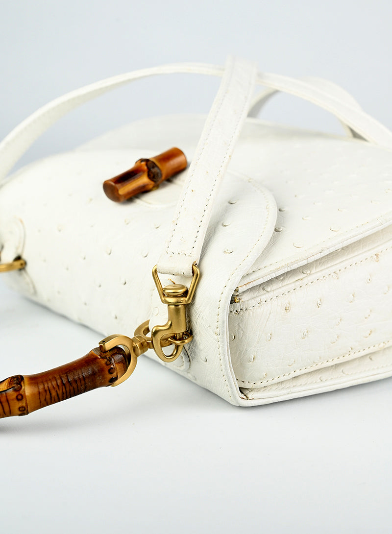 Authentic Gucci Bamboo Leather Handbag in White - Luxury Designer Tote for Women, Perfect for Office, Travel & Everyday Use