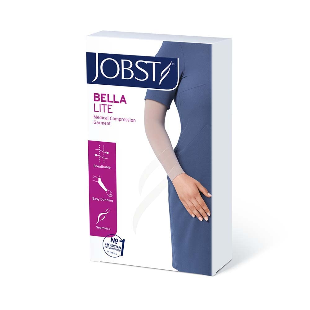 JOBST Bella Lite Compression Sleeves 15-20 mmHg - Arm Sleeve & Gauntlet Combo in Beige for Lymphedema, Swelling Relief & Post-Surgery Recovery - Perfect for Daily Wear, Travel & Active Lifestyle