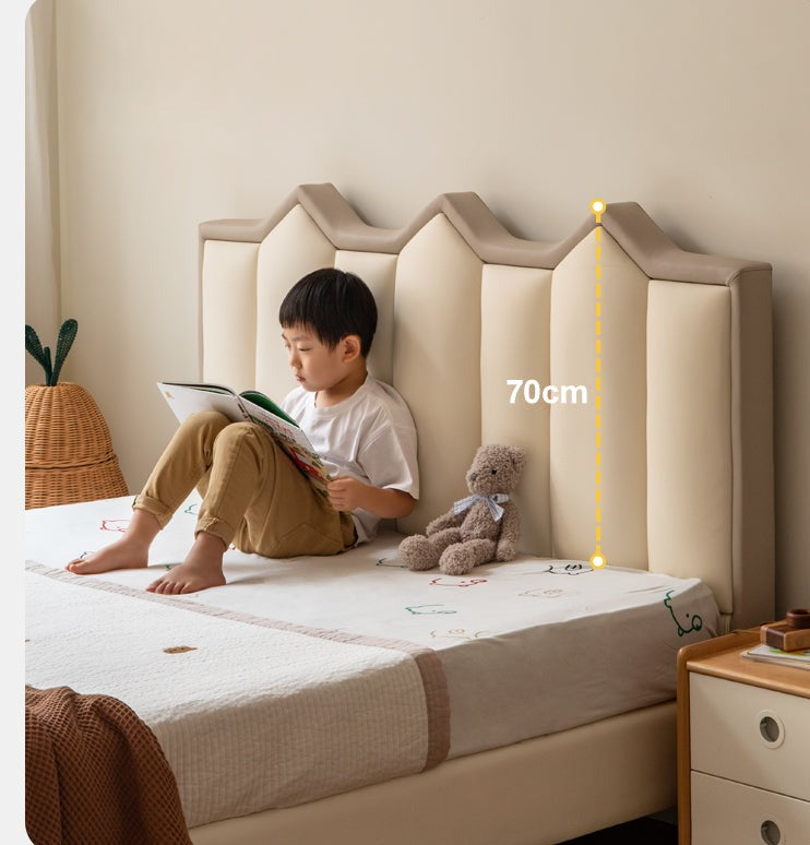 Organic Leather Kids Castle Bed - Cream Style | Safe & Durable Toddler Bed for Boys & Girls | Perfect for Bedrooms, Playrooms & Fantasy Themed Decor