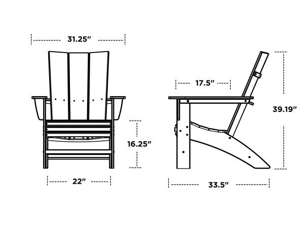 Polywood Black Modern Curveback Adirondack Chair - Outdoor Patio Furniture, Weather-Resistant Recycled Plastic - Perfect for Garden, Poolside & Backyard Relaxation