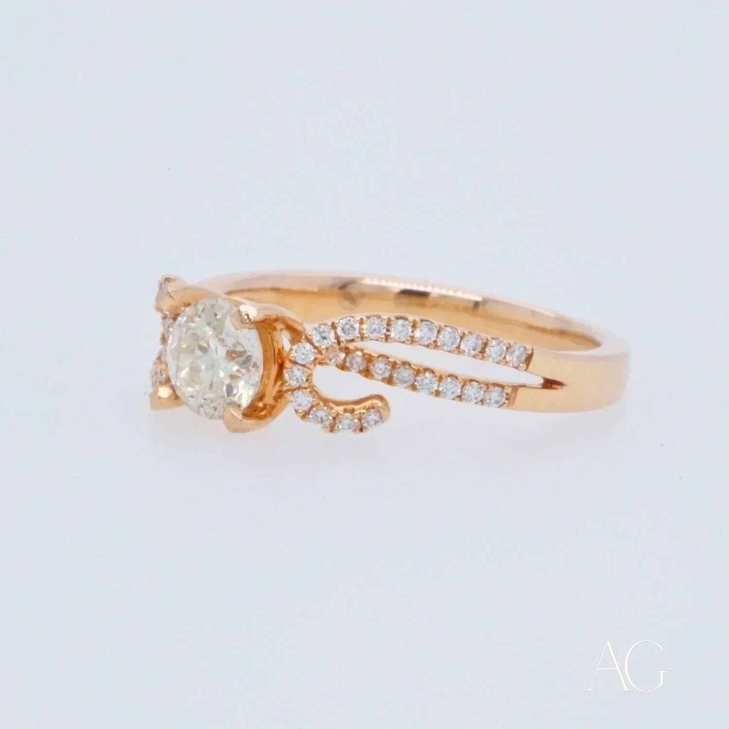 18k Rose Gold Diamond Ring for Women - Elegant & Romantic Engagement, Wedding, Anniversary Jewelry Gift - Perfect for Proposals, Bridal, and Special Occasions