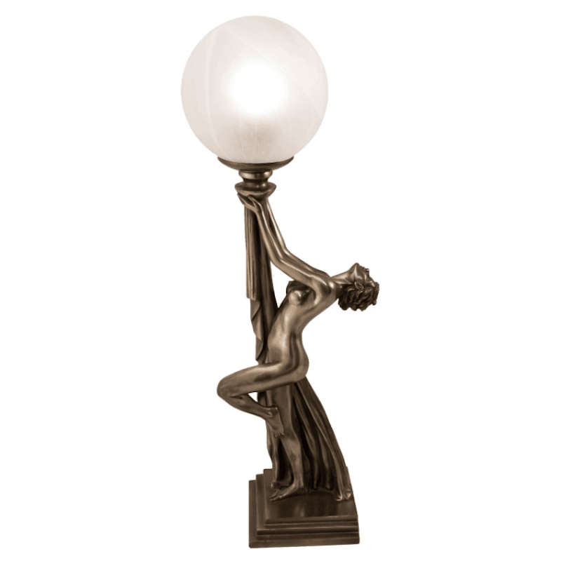 Naomie Biba Bronze Art Deco Figurine Lamp - Vintage Home Decor for Living Room, Bedroom & Office