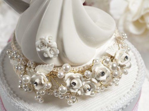 Romantic Gay Rose Pearl Wedding Cake Topper - Silver or Gold - Perfect for Same-Sex Weddings, Anniversary Cakes & LGBTQ+ Celebrations