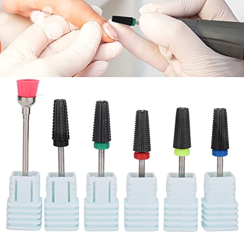 5Pcs Tungsten Steel Nail Drill Bits Set - Professional Manicure & Pedicure Kit for Nail Art, Cuticle Removal & Polish Filing | Durable Nail Grinding Heads for Salon & Home Use (Black)