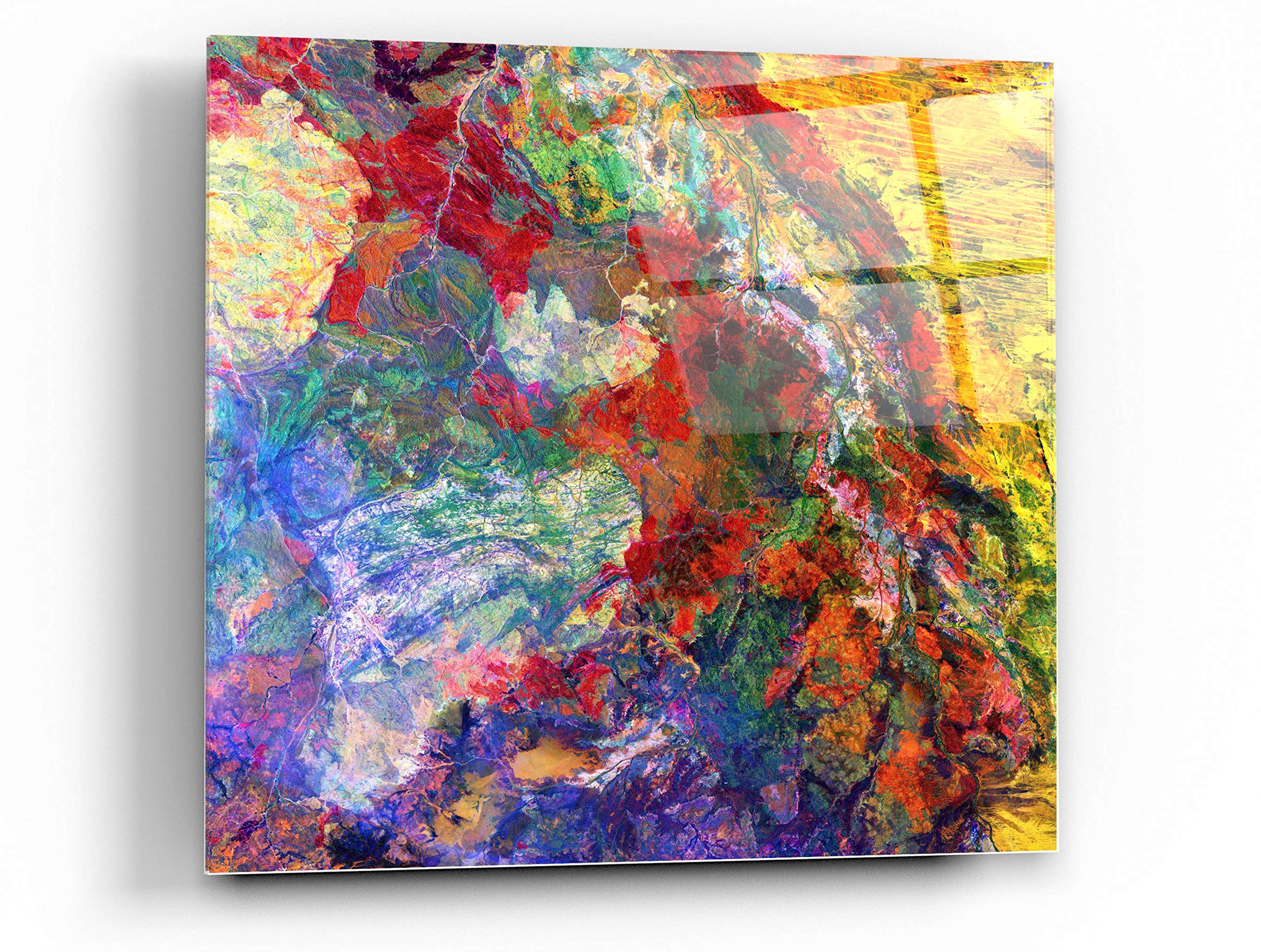 Epic Art 'Earth As Art: Melted Colors' Acrylic Glass Wall Decor - 24x24 Inch Modern Abstract Painting for Living Room, Bedroom & Office