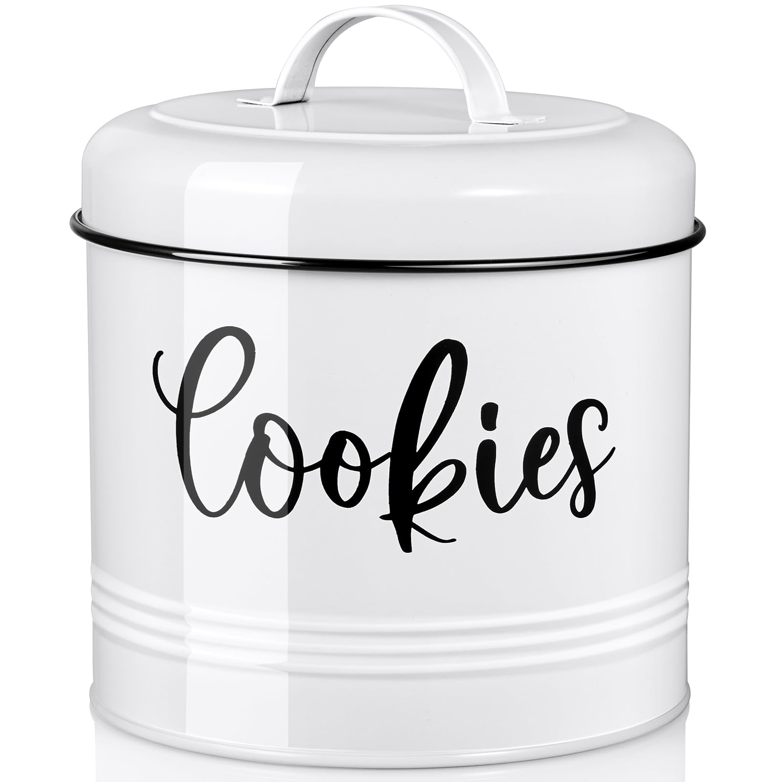 Vintage Farmhouse Cookie Jar with Airtight Lid - 1 Gallon Large Food Storage Container for Cookies, Candy, Desserts - Rustic Kitchen Decor for Countertop - Perfect for Holiday Baking, Coffee Time & Country Style Home Decor