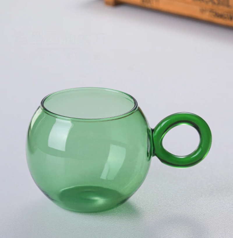 Orbit Ring Glass Mug - 16oz Clear Glass Coffee Cup with Handle, Perfect for Hot & Cold Drinks - Ideal for Home, Office, and Cafe Use