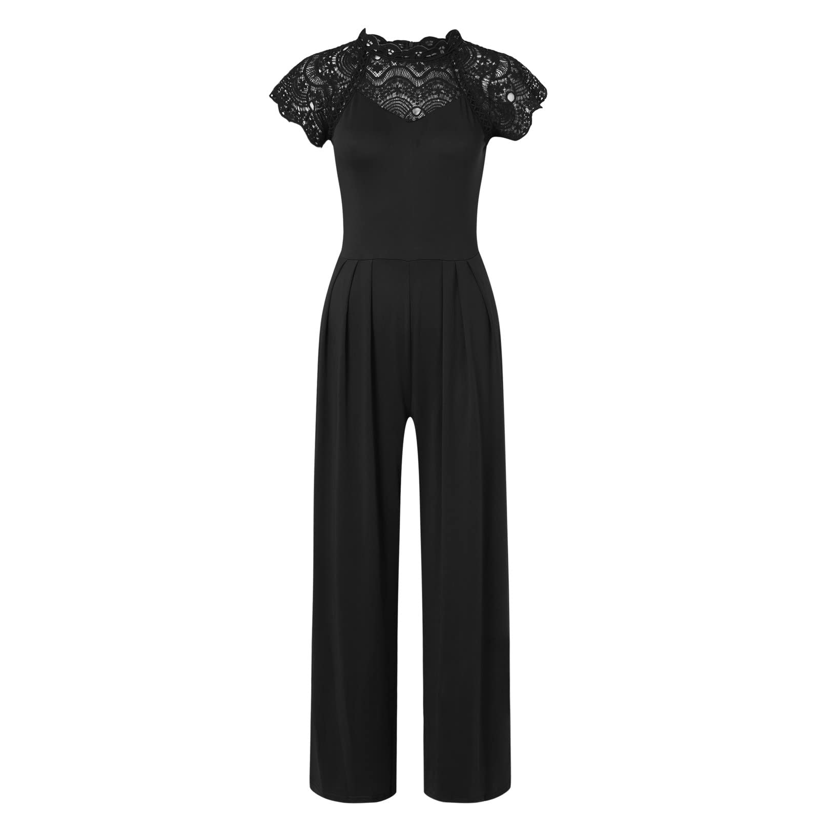 Elegant Women's Lace Sleeveless Jumpsuit with Ruffle Detail - Wedding Guest Outfit, Party Wear & Special Occasion Dress