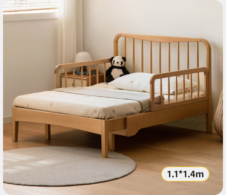Solid Wood Whispering Telescopic Bed - Beech & Oak - Expandable Bed Frame for Small Spaces, Guest Rooms & Kids' Bedrooms