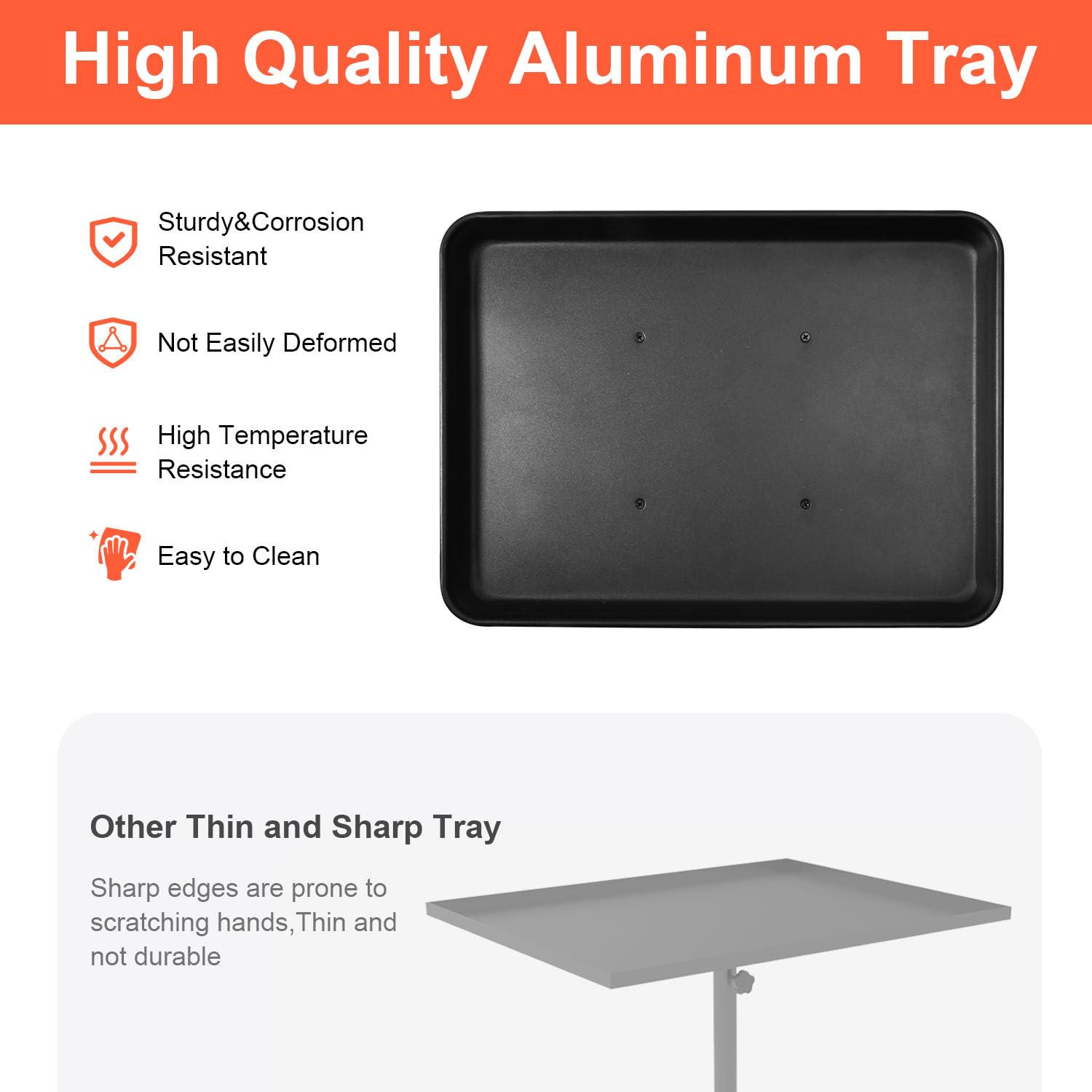 Adjustable Height Salon Tray Cart on Wheels - Aluminum Rolling Tattoo Tray with Storage Platform | Mobile Service Cart for Salon, Spa, Tattoo & Dental Use | Perfect for Styling Tools, Tattoo Supplies & Dental Equipment Organization