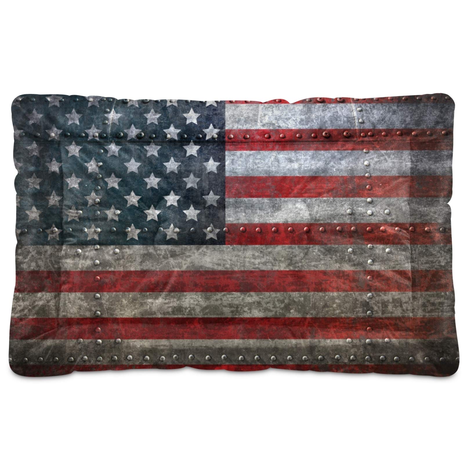 KEEPREAL American Flag Pet Bed - Ultra Soft Rectangle Dog & Cat Bed for Small Medium Large Breeds (36x24 Inches) | Calming Comfort for Pets - Perfect for Living Room, Bedroom & Travel