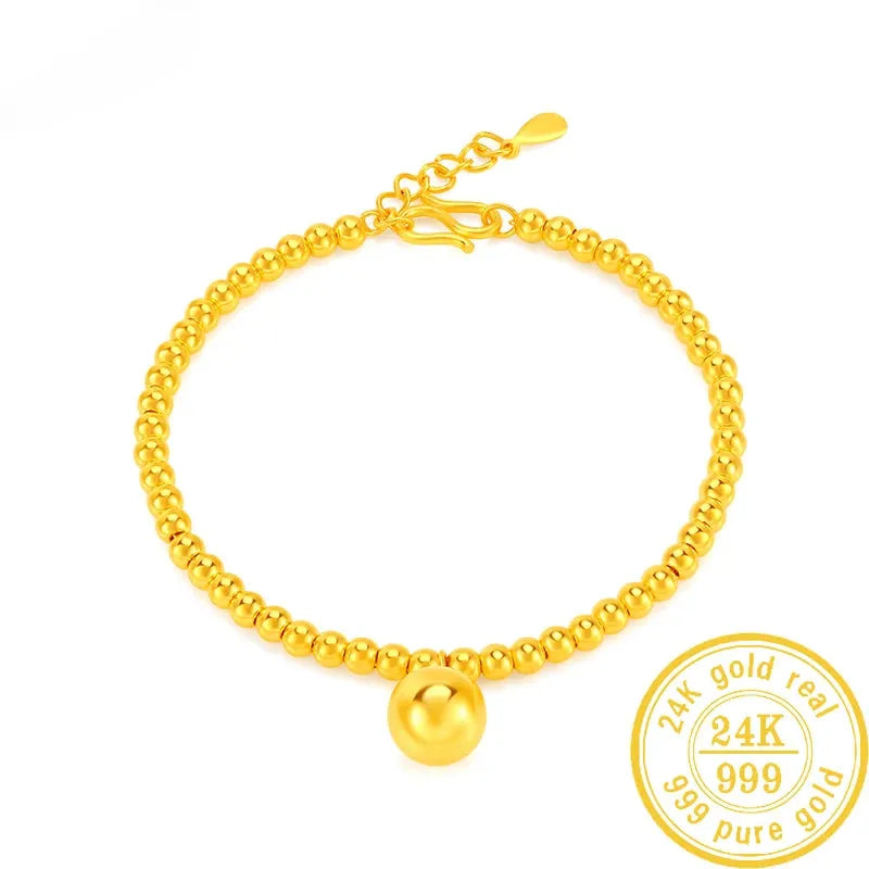 24K Pure Gold Bracelet for Women - 999 Solid Real Gold Bangle, Upscale Classic Jewelry Gift for Anniversary, Valentine's Day & Special Occasions