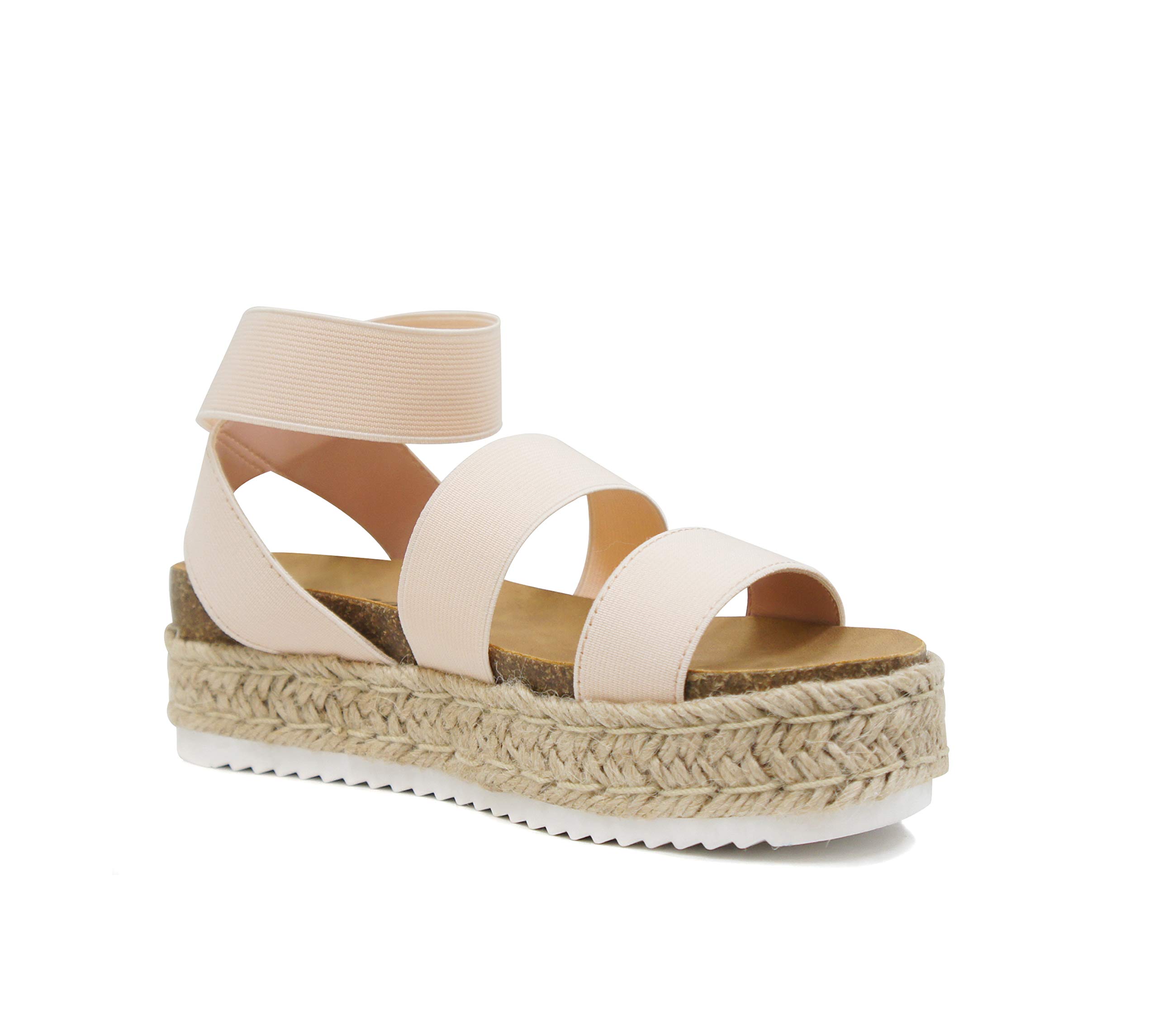 **Women's Slip-On Espadrille Platform Wedge Sandals with Elastic Ankle Strap – Comfortable Summer Casual Shoes for Beach, Vacation & Daily Wear**