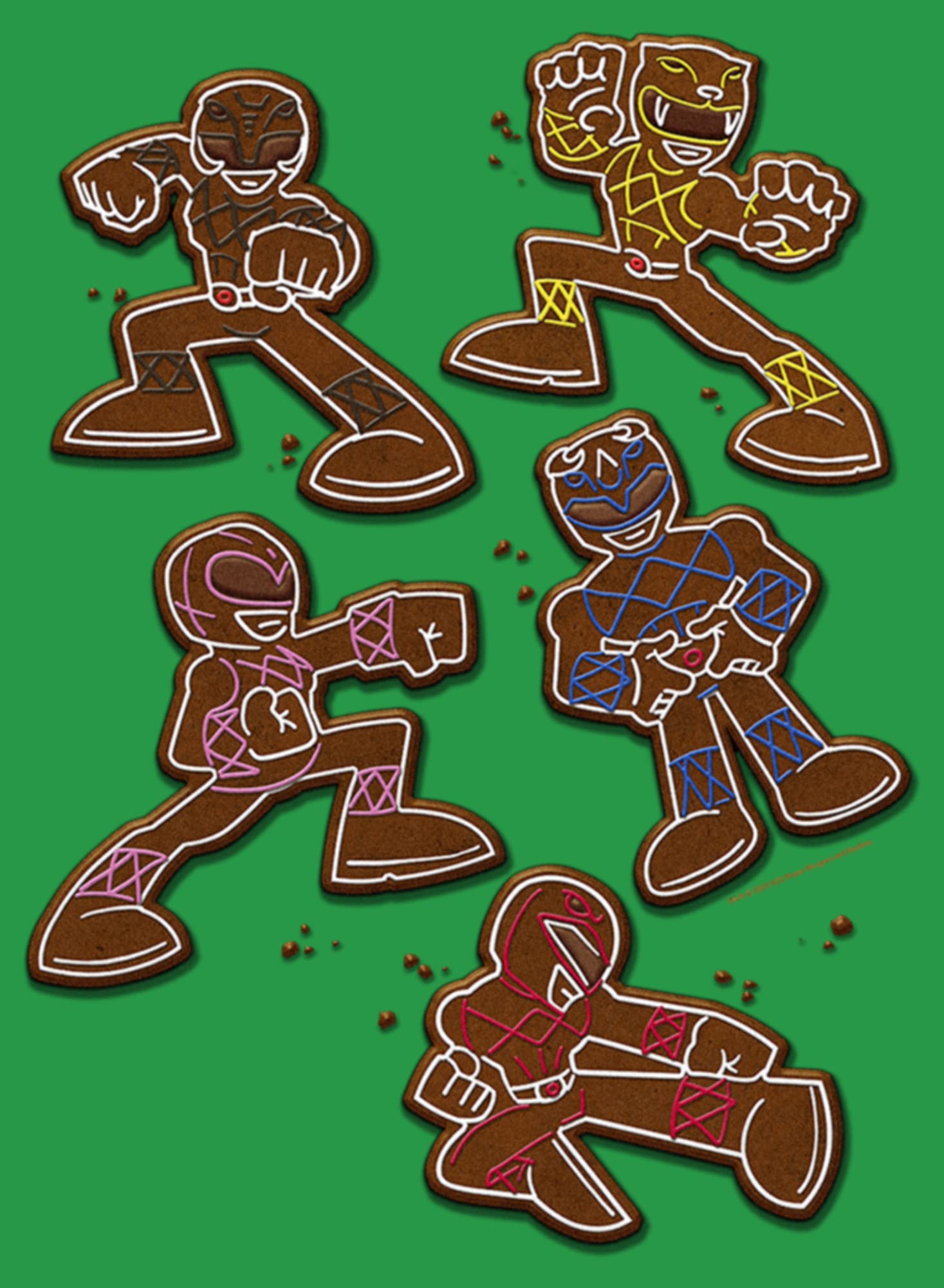 Power Rangers Graphic T-Shirt for Kids - Junior's Power Ranger Cookies Design - Perfect for Halloween, Cosplay & Superhero Fans