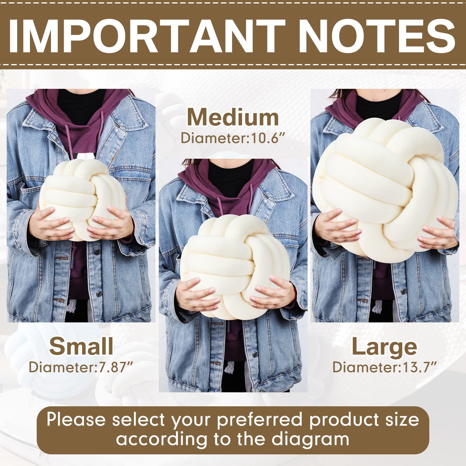 Namalu Plush Knot Pillows - Stress Relief for Bed & Sofa (10.6