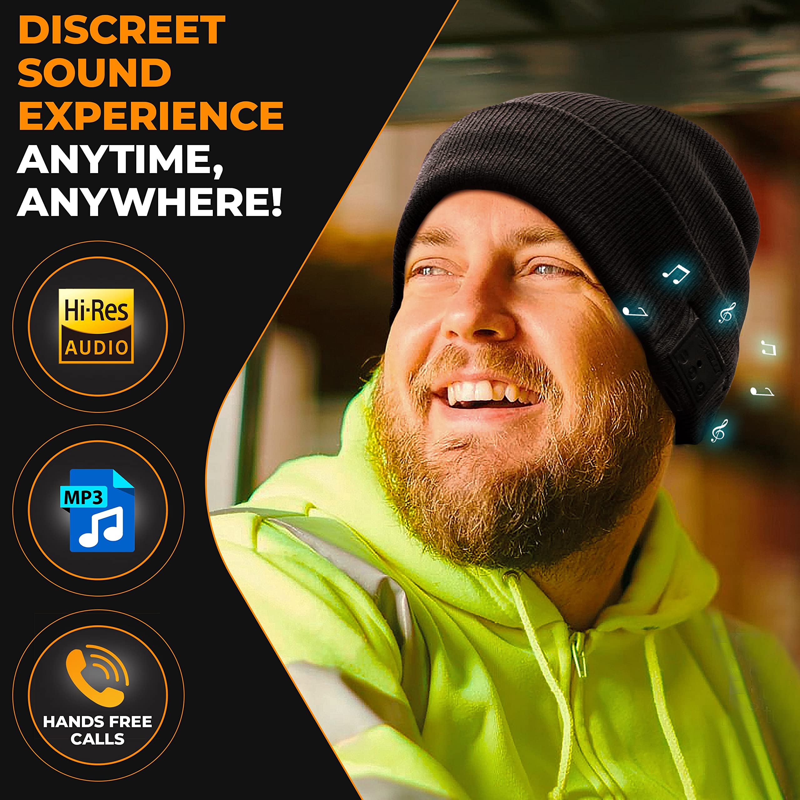 Foxelli Bluetooth Beanie Hat with Built-in Headphones - Wireless Winter Beanie for Men & Women - Perfect Tech Gift for Music Lovers, Runners & Outdoor Activities