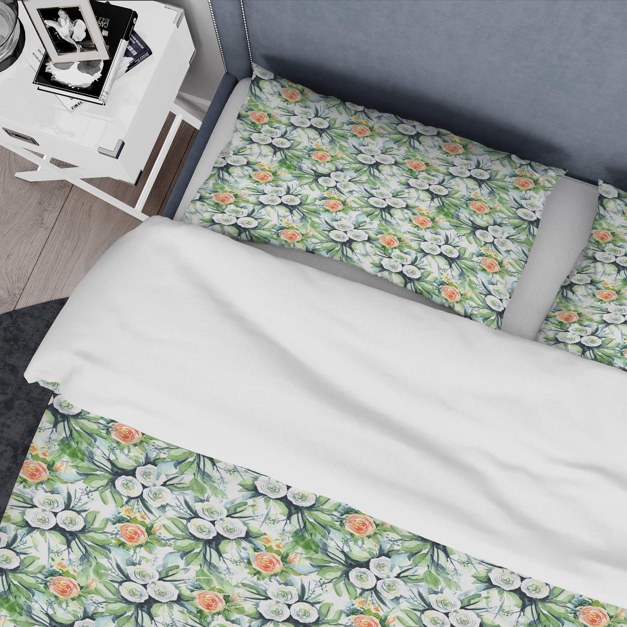 Nautical Floral Duvet Cover Set King - Coastal Bedding for All Seasons