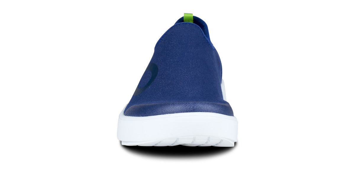 Men's OOmg eeZee Low Top Sneakers - White & Navy Casual Shoes for Walking, Running & Everyday Wear