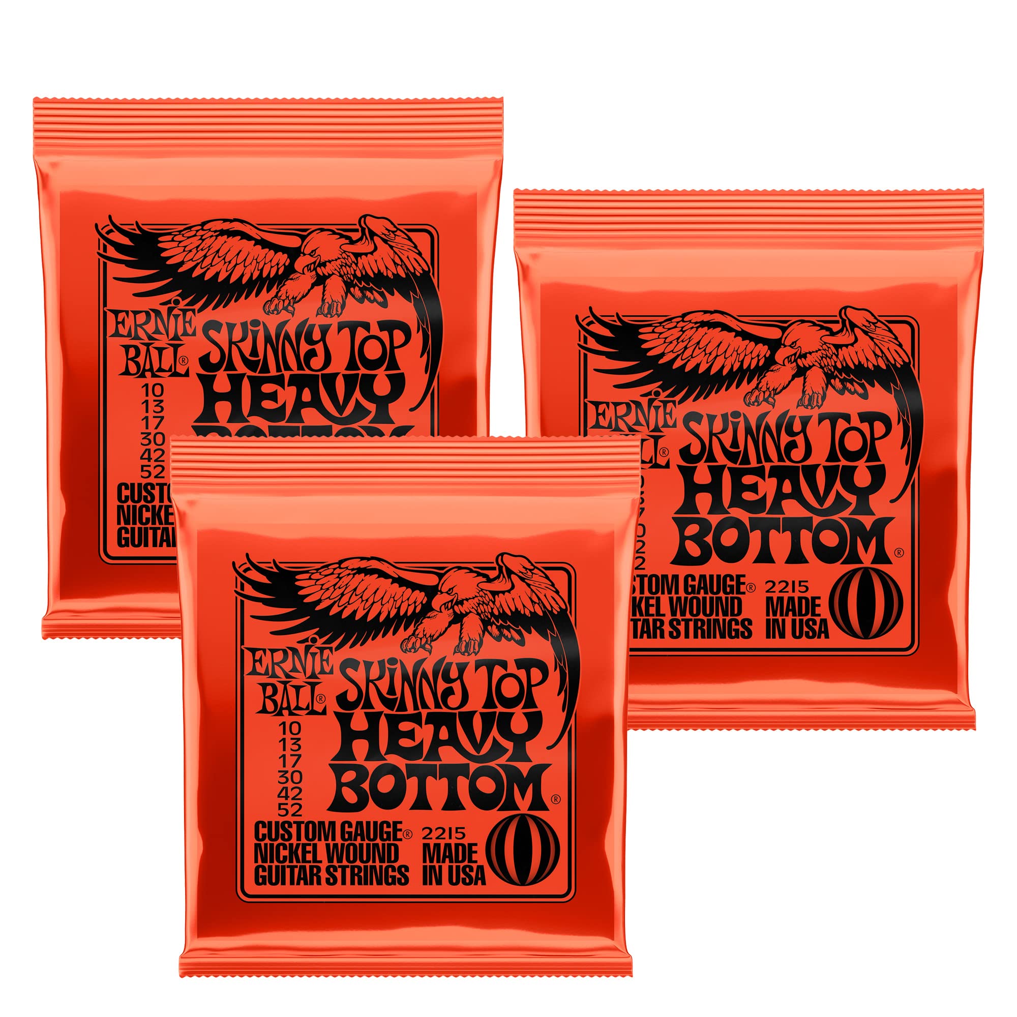 Ernie Ball Skinny Top Heavy Bottom Electric Guitar Strings 3-Pack - Perfect for Rock, Metal & Alternative Guitarists - Studio & Live Performance Use