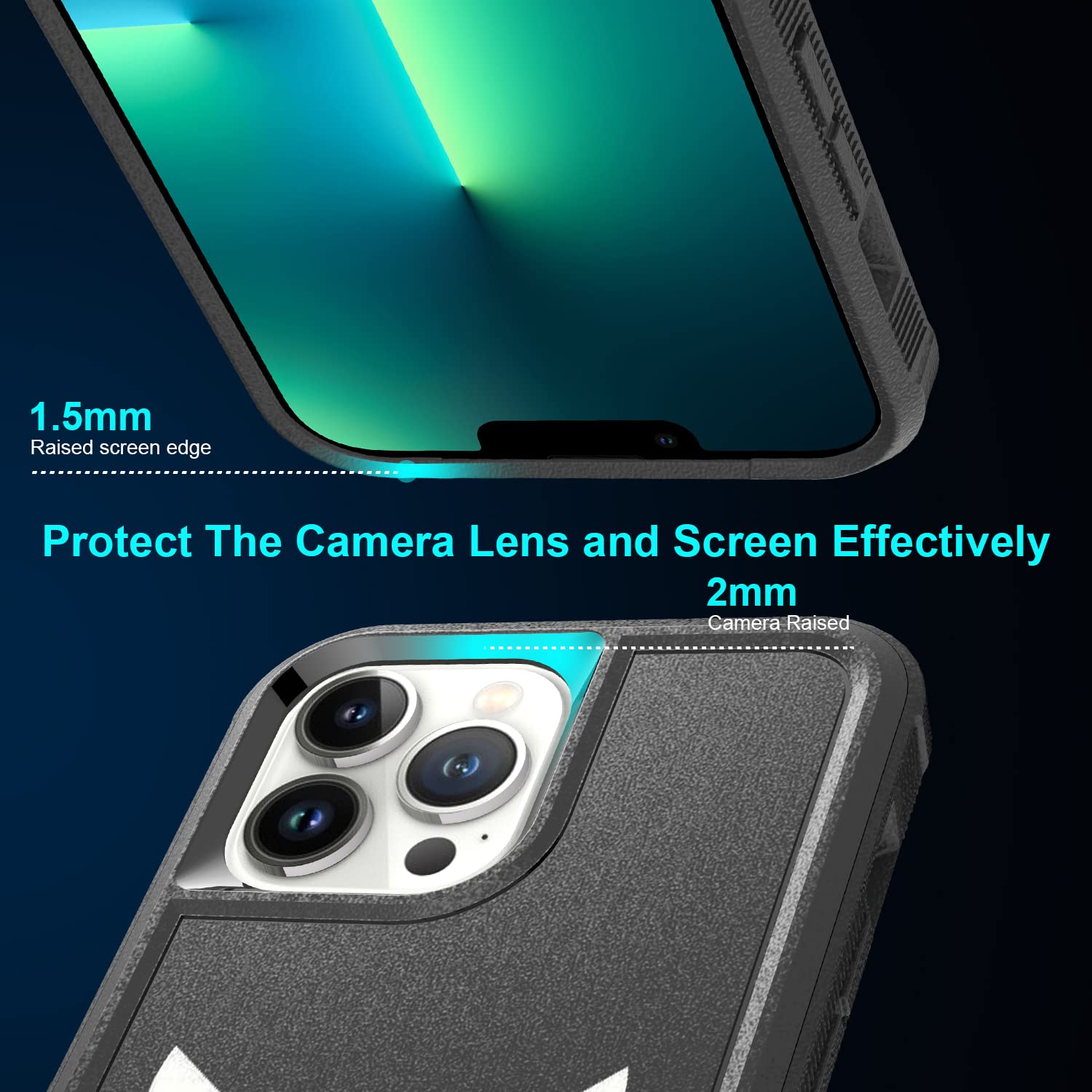 Shockproof iPhone 13 Pro Max Case with Don't Touch My Phone Design - Hybrid Hard PC & Soft Silicone Dual Layer Protective Cover for Apple iPhone 13 Pro Max (6.7 Inch) - Perfect for Everyday Use, Travel & Outdoor Activities
