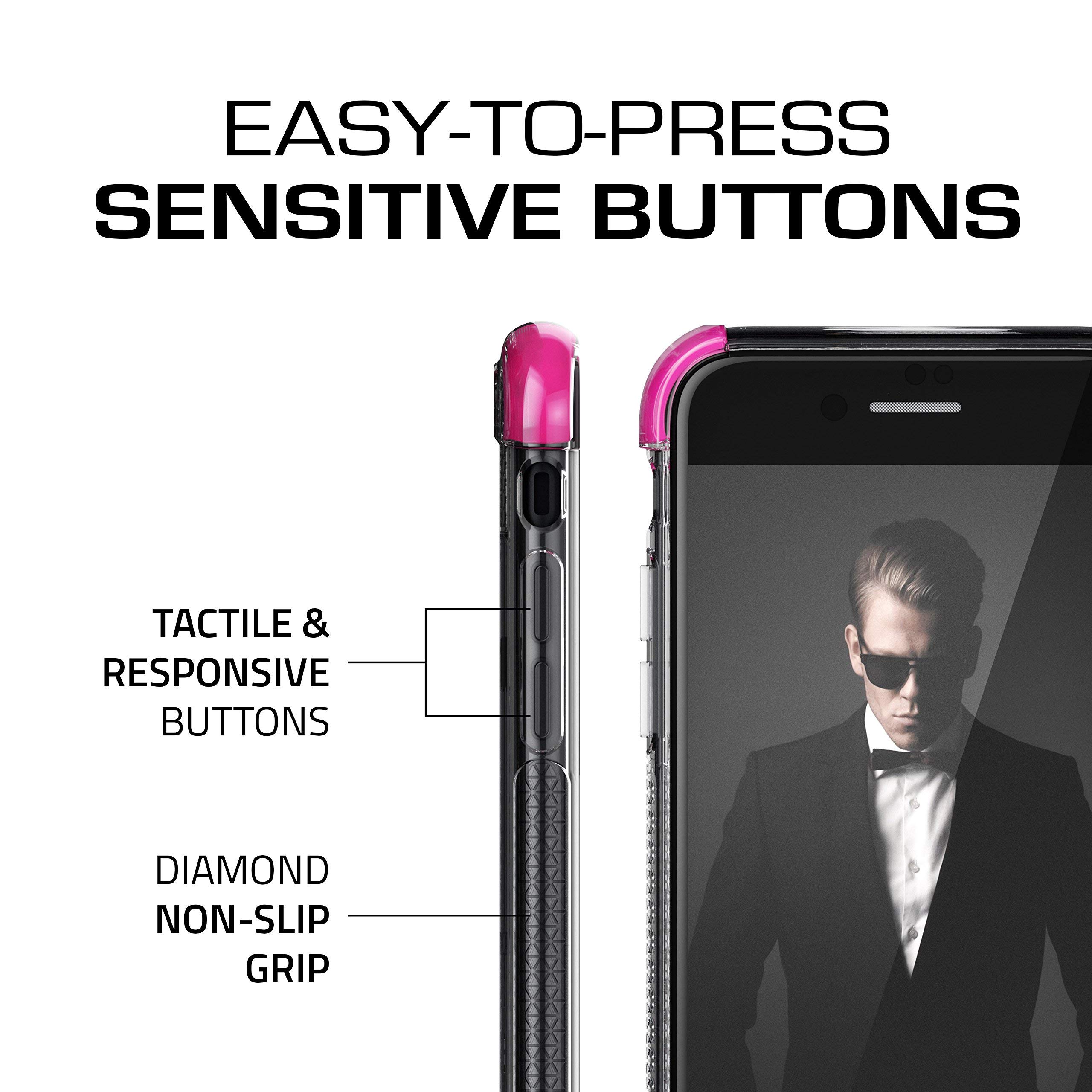 Ghostek Covert Clear Silicone Case for iPhone SE (2020) / iPhone 8 / iPhone 7 - Anti-Slip Grip & Shockproof Drop Protection - Pink Protective Phone Cover for Everyday Use & Outdoor Activities