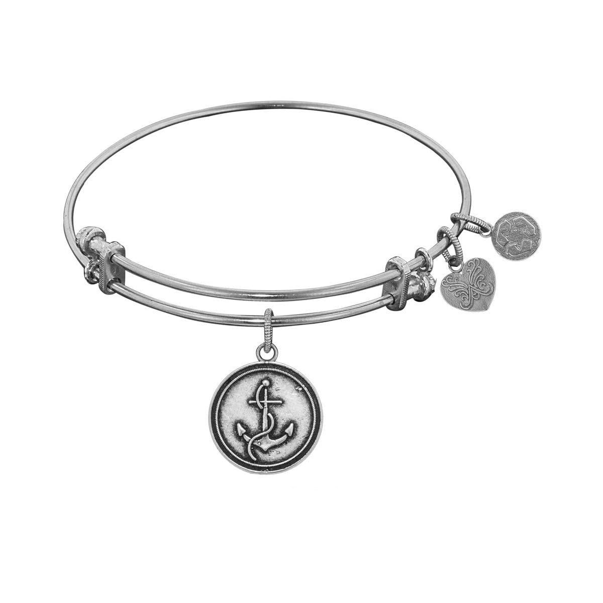 Brass Anchor Adjustable Bangle Bracelet - 7.25