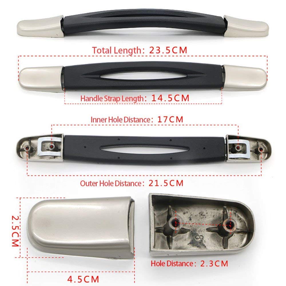 Doublelife Black Flexible Spare Strap Handle Grip 15cm Replacement for Suitcase Luggage - Durable Travel Accessory for Easy Carrying (B24)