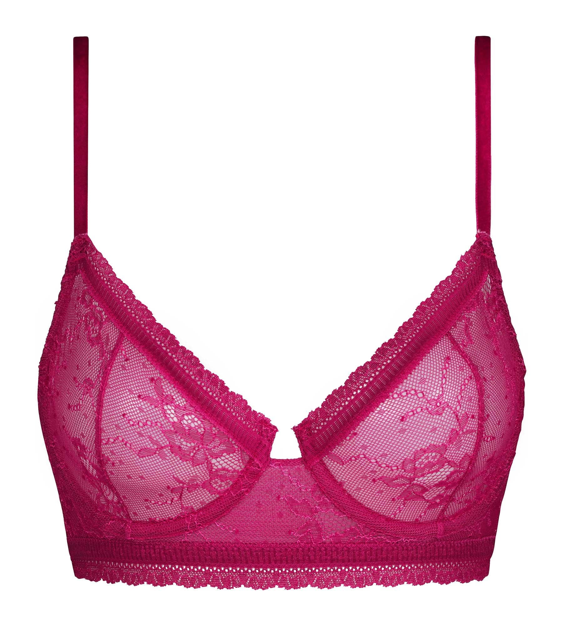 Floral Lace Underwire Bra Fuchsia Dim Romance - Comfortable Support for Everyday Wear & Special Occasions