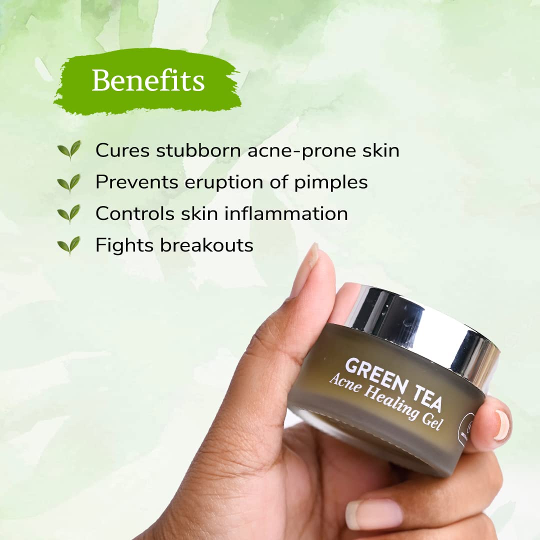 Grewaa Green Tea Acne Gel for Sensitive Skin - 30g Natural Non-Comedogenic Moisturizer for Pimples & Breakouts | Perfect for Daily Skincare & Overnight Spot Treatment
