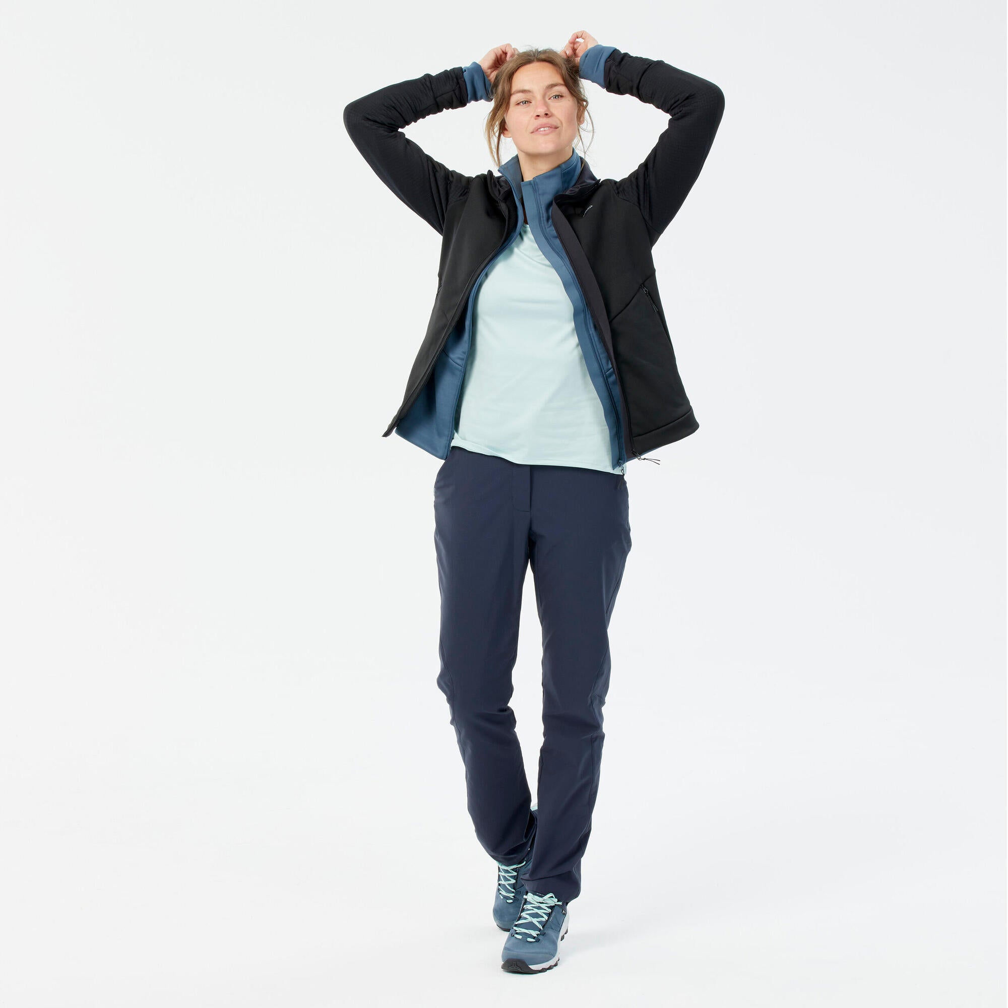 Quechua Women's MH520 Hooded Fleece Jacket - Lightweight Warm Hiking Pullover for Outdoor Adventures & Travel